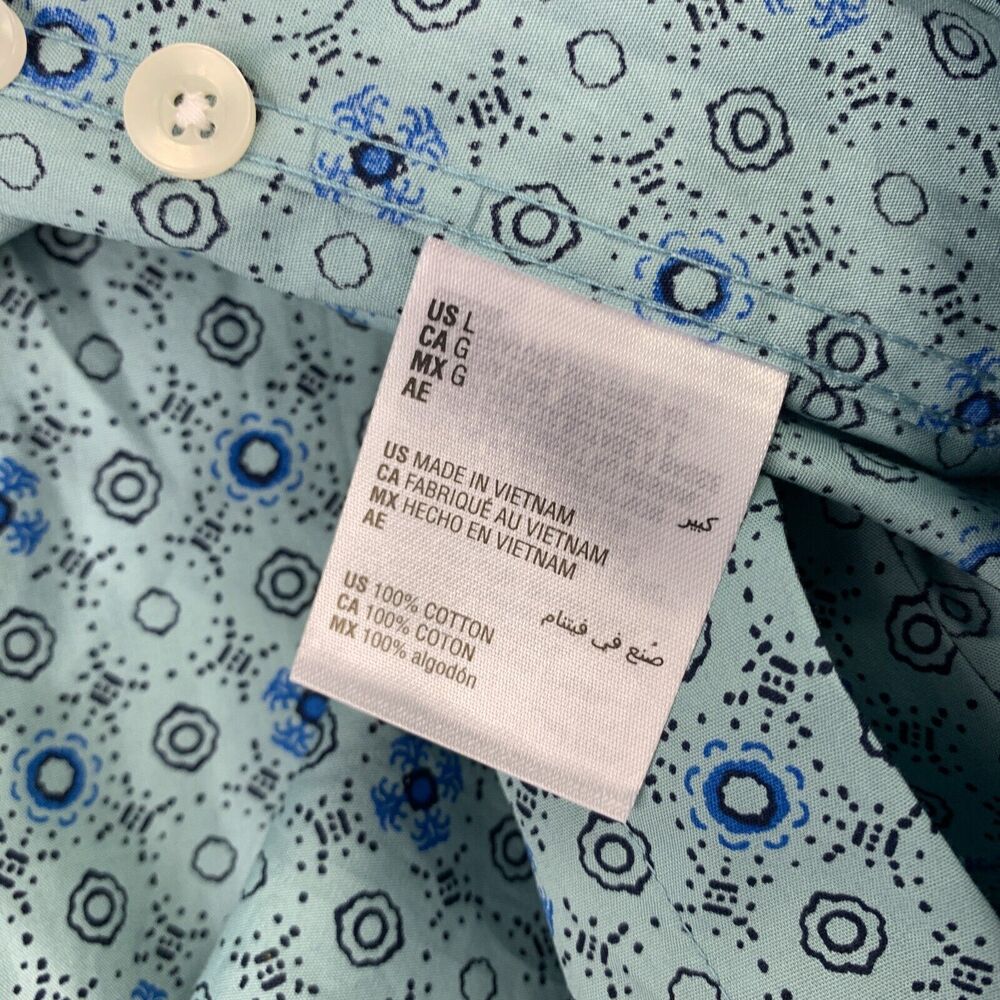 Club Room Mens Lopin Foulard Allover Print Button Down Shirt Light Blue L - Picture 4 of 4